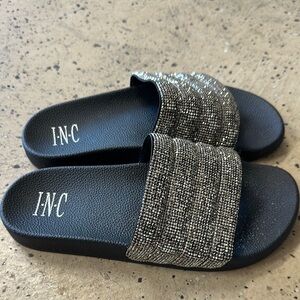 INC International Concepts Glittering Black Slide Sandals